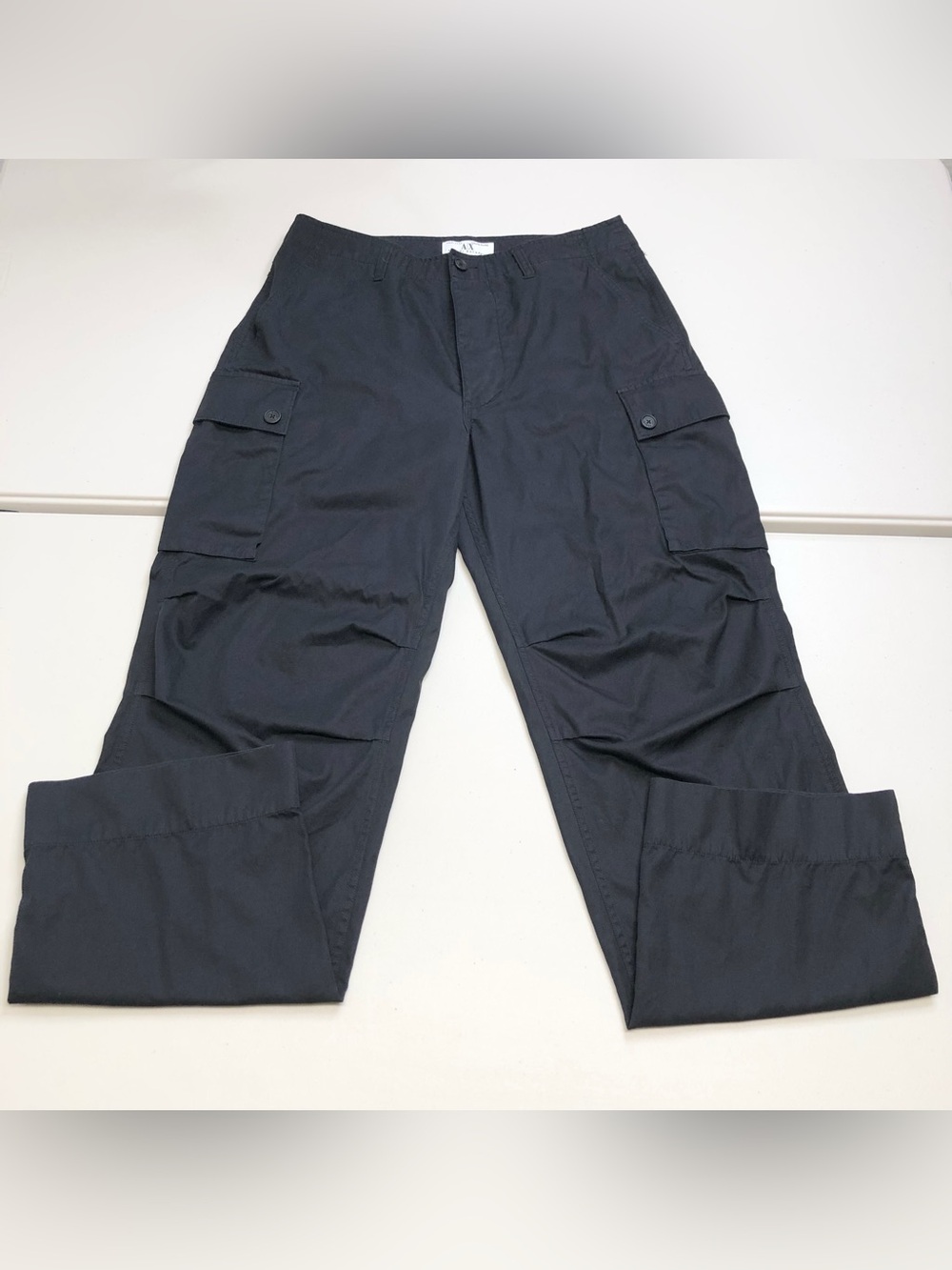 Vintage AX Armani Exchange Wide Leg Pants Men 32x32 Utility Cargo Y2K Black